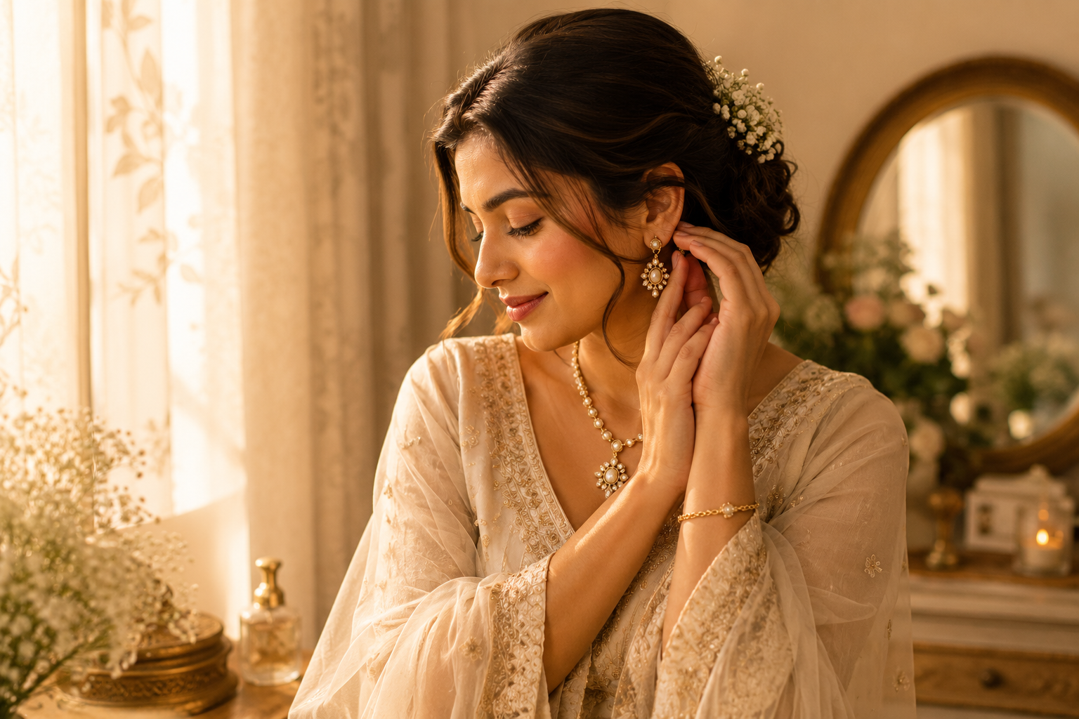 Woman wearing Dhanak Trinket jewelry